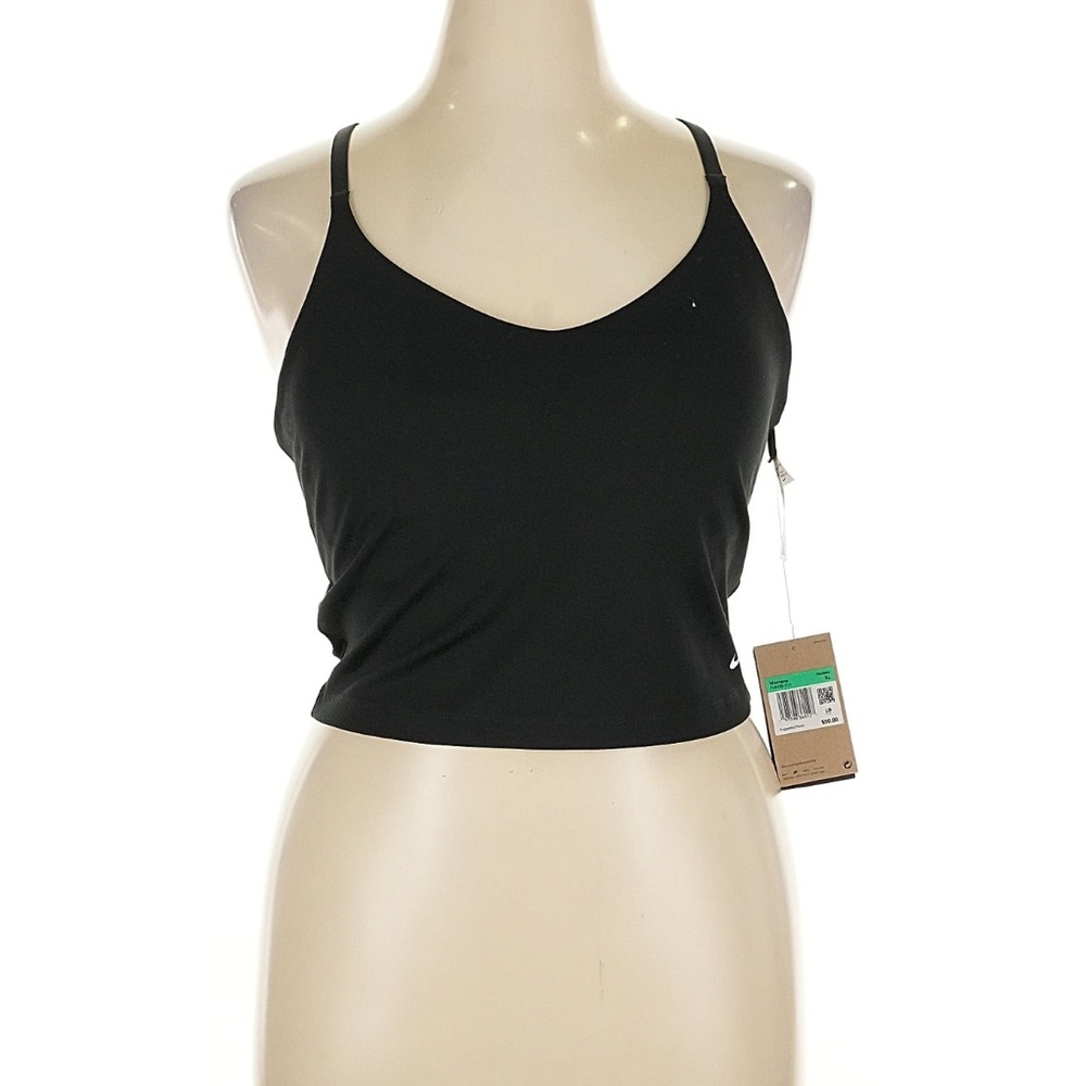 NWT Nike Cropped Tank Top w Bra XL Cross Back Black